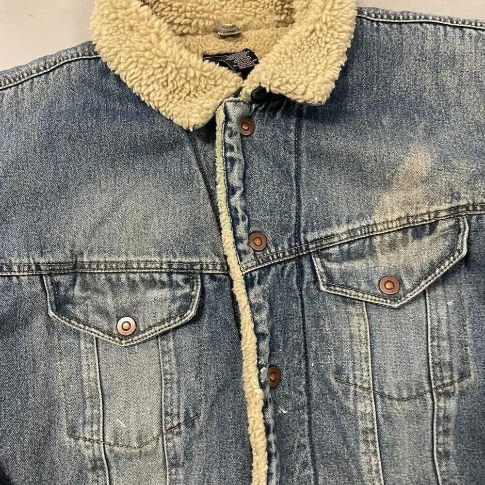 y2k Sherpa lined denim trucker jacket